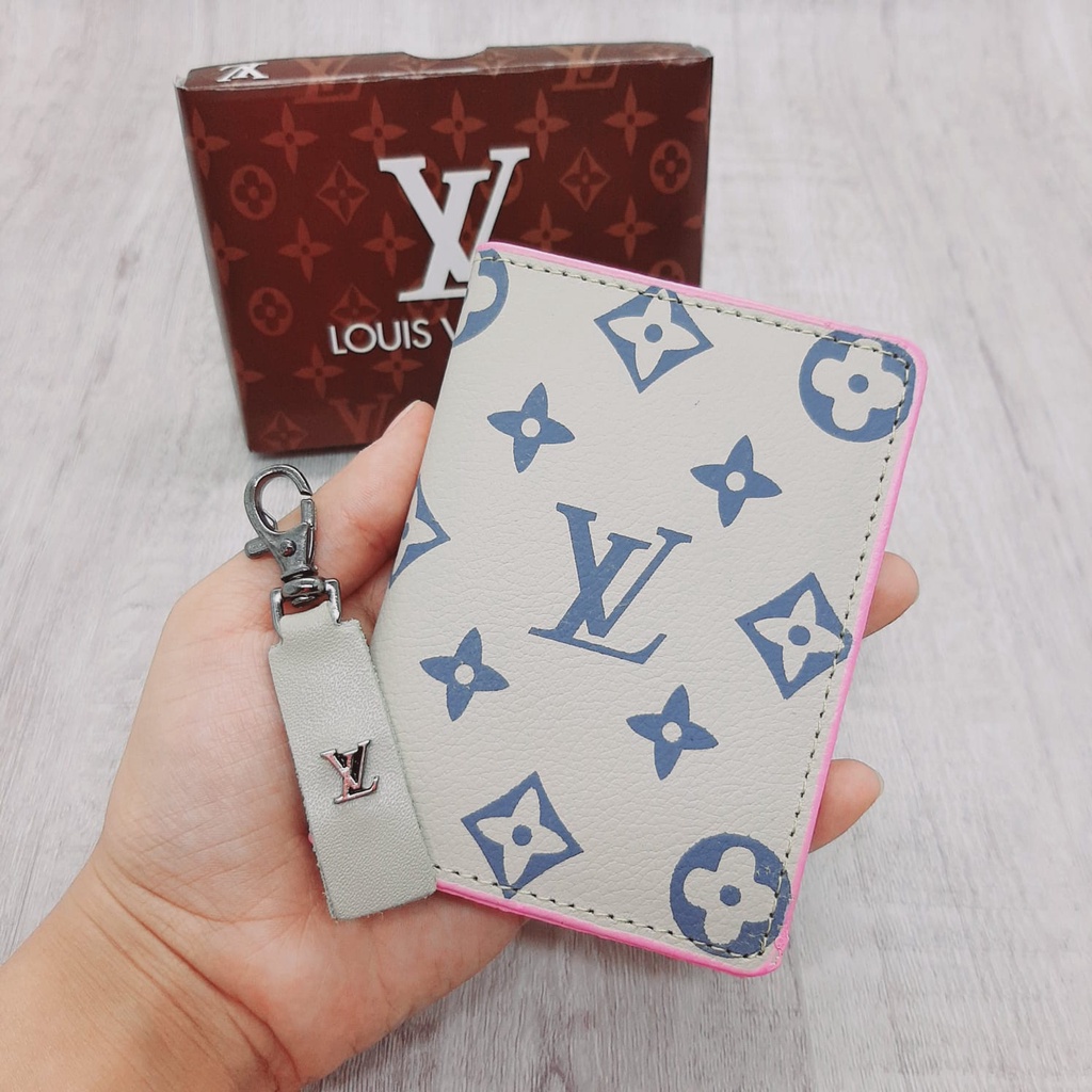 Carteira Louis Vuitton Logo Preta e Azul - MASCULINO Original