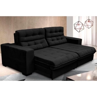 Sofá New Califórnia Molas ensacadas e Pillow Top 2,30 Preto