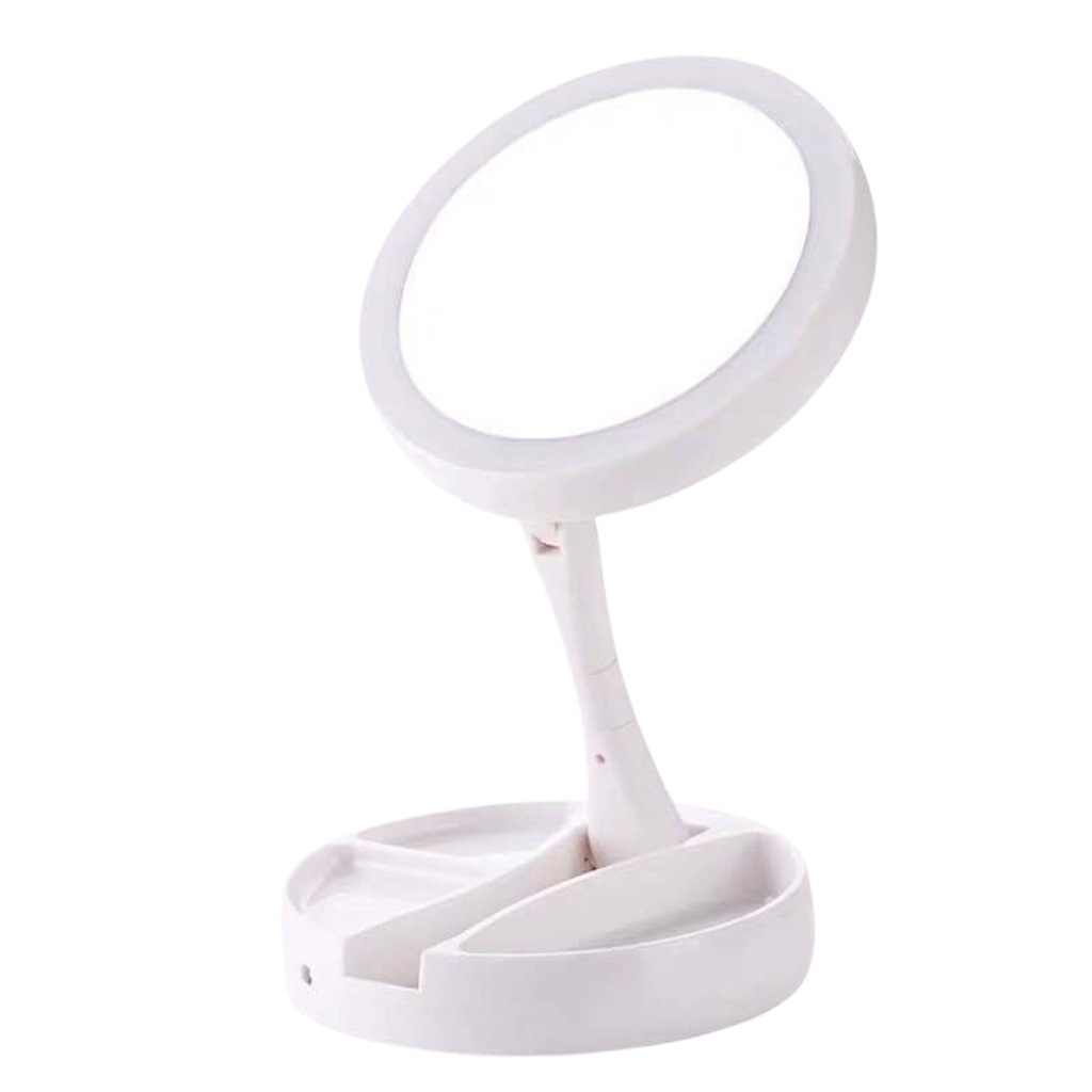 Espelho de Led Mesa Maquiagem Portátil Aumento de até 10X Iluminador DOBRAVEL