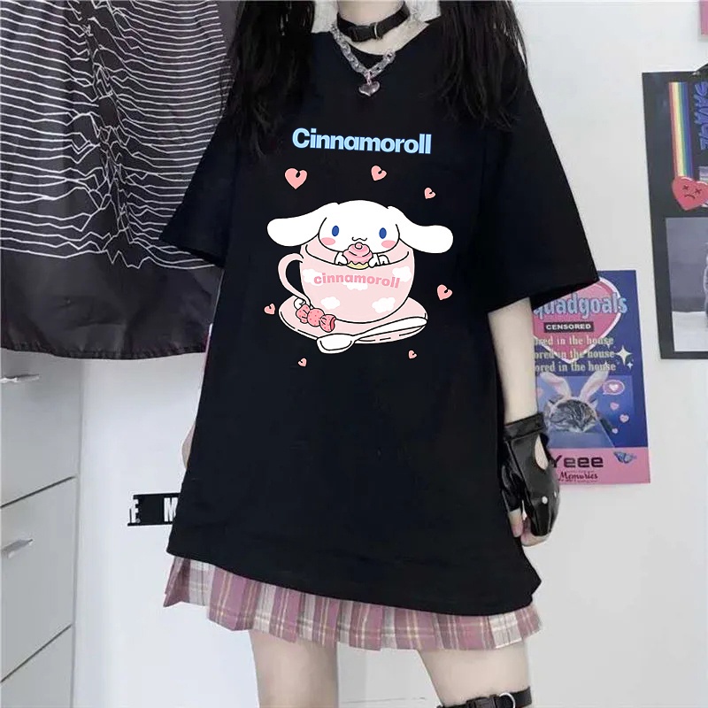 Camiseta Feminina Kuromi Com Estampa De Desenho Japonês Harajuku Hello Kitty  Kawaii