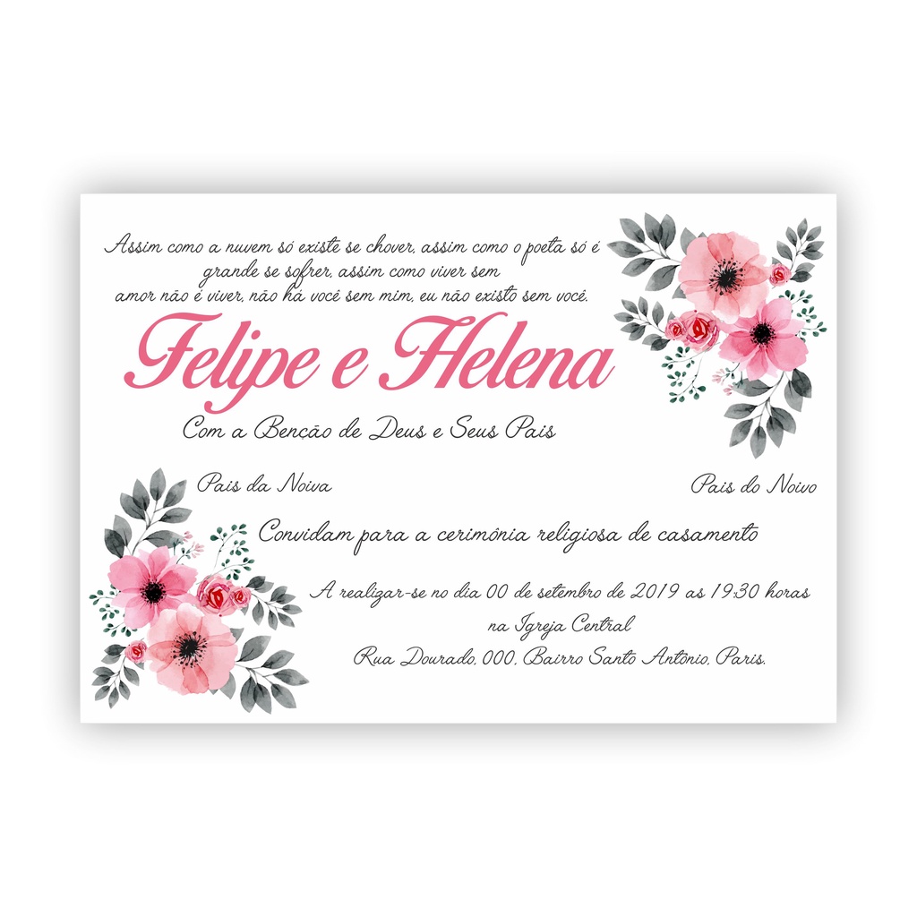 Convite de Casamento Civil Barato Shopee