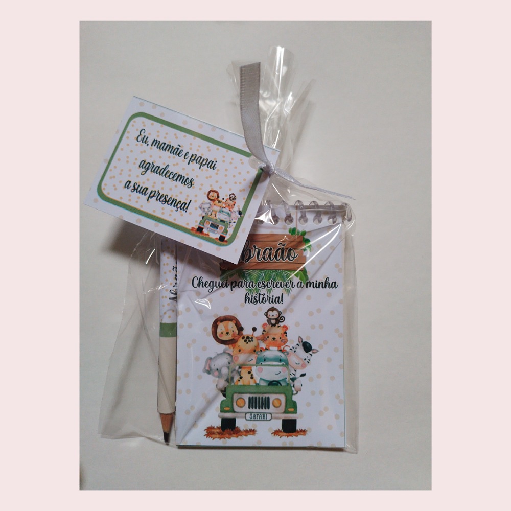 Lembrancinha personalizada Bloquinho + mini lapis. (10 unidades)