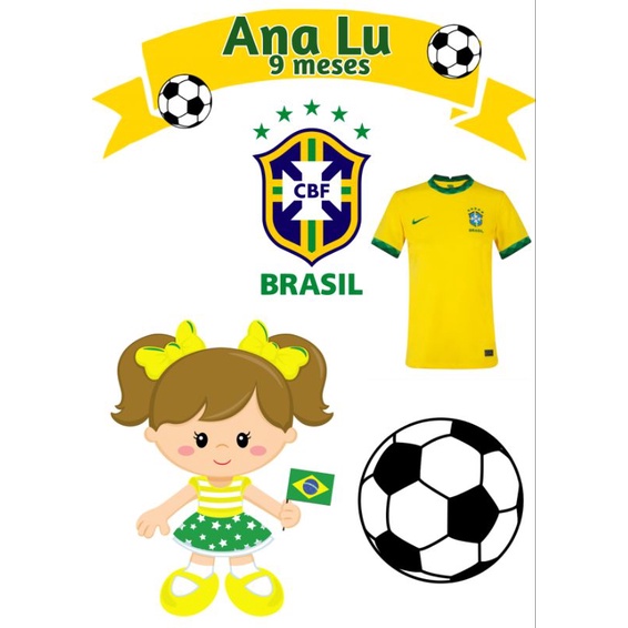 Topo Para Bolo Copa Do Brasil Menina ou Menino