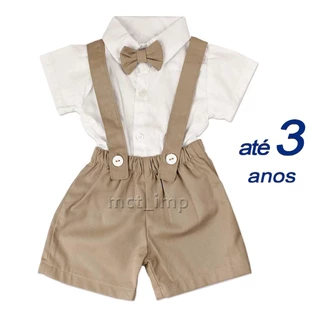 Conjunto Macaquinho Jardineira InfantilTemático 1-3 Anos Batizado Casamento Festas
