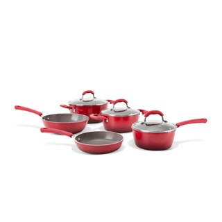 Jogo de Panelas com Fundo de Indução Brinox Ceramic Life Select 5 Peças Vermelho