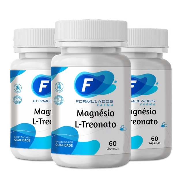 3 Unidades Do Magnésio Treonato 500mg - 100% Puro Original Auxilia Na ...