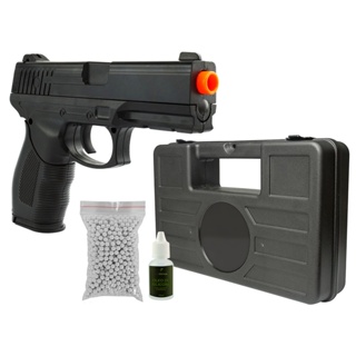 KitsPistola Brinquedo Airsoft Barata 24/7 Spring ABS + 2.000 Bbs + Case