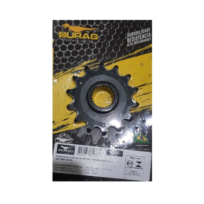 Pinhão Performance Durag 14 Dentes XTZ 250 LANDER - TÉNÉRÉ 250 - PASSO 520