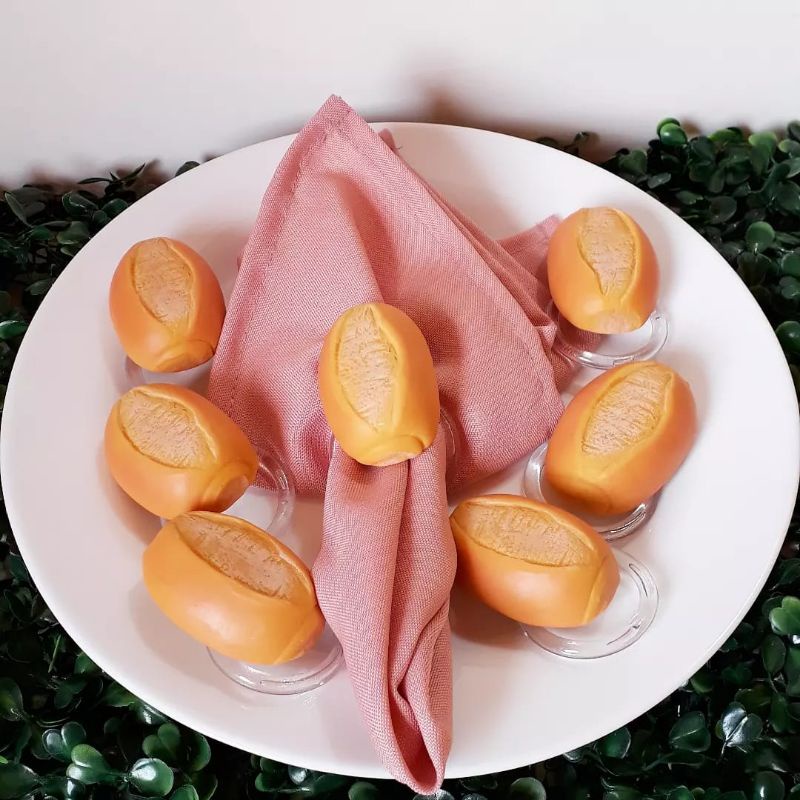 6 Porta Guardanapo Pao Francês em Biscuit para Mesa Posta Temática