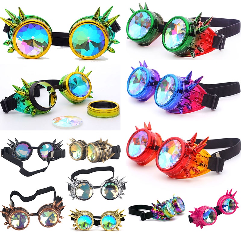 Óculos De Sol Com Caleidoscópio Venda A Quente Rainbow Rebite Steampunk ...