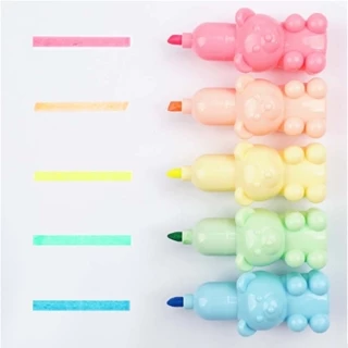 Marca Texto Ursinhos Kit 5 Cores Papelaria Fofa