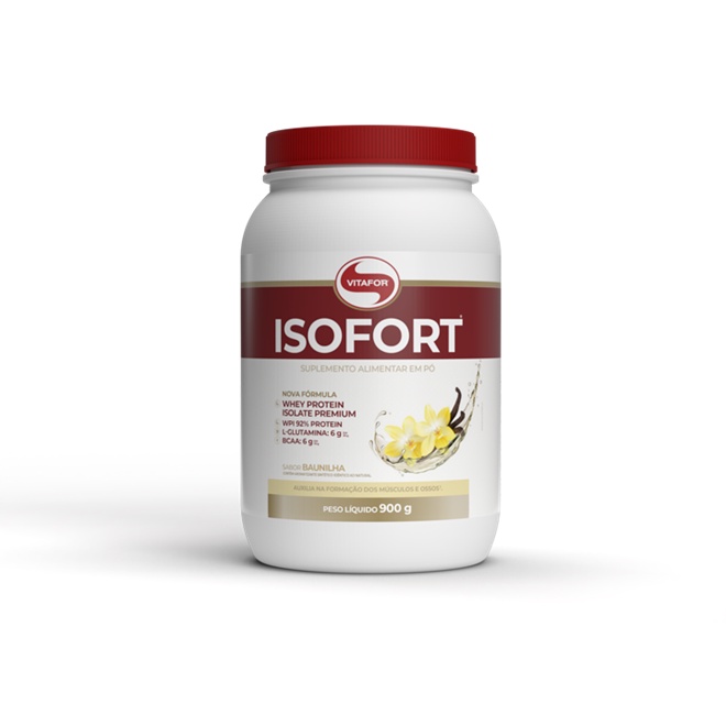 Whey Protein Isolado Isofort Vitafor Pote 900g Baunilha