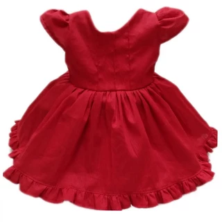 Vestido Infantil Bebê Menina Com Laço nas Costas Vermelho Luxo Natal/Festas Dandara 100% Algodão - Tam P ao 3 anos