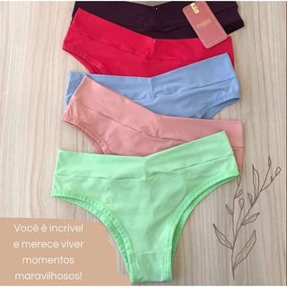 Kit Calcinha Feminina C/10 Cintura Alta - Com Pala - Calsinha - Hot Pant - Cos alto