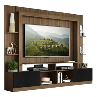 Estante com Suporte para TV até 65" Multimóveis Oslo FG3386 Madeirada/Preta