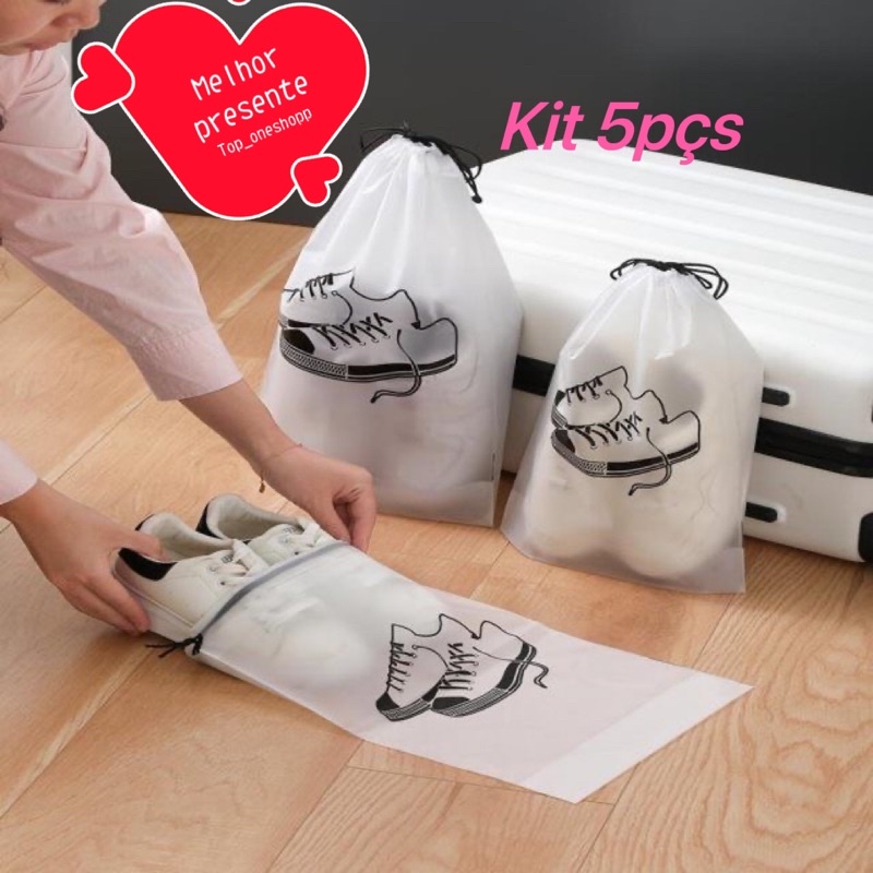 Kit 5 sacos para armazenar sapatos viagem multiuso