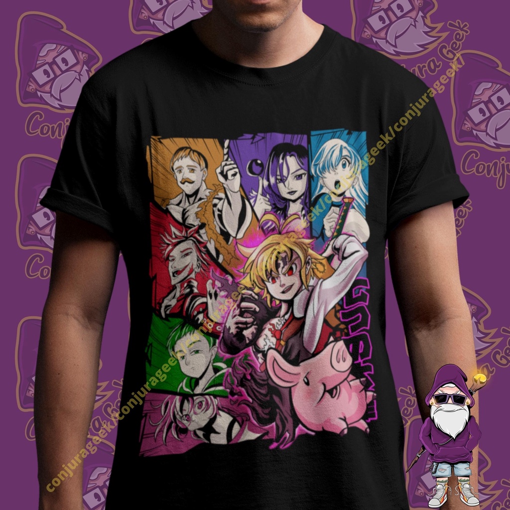 3 Camisetas Anime 7 Sete pecados capitais Vários Modelos