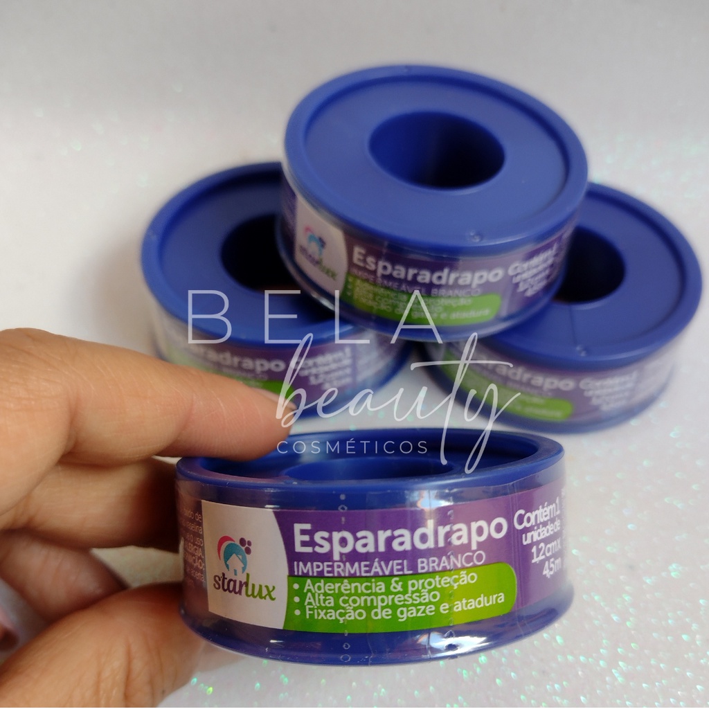 Kit 12 Esparadrapos Impermeável Branco Starlux 1,2cm x 4,5mts cada ...