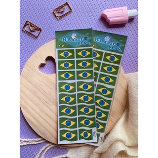 kit com 10/ 15 cartelas de adesivo bandeira do brasil copa - sticker - adesivos - figurinha