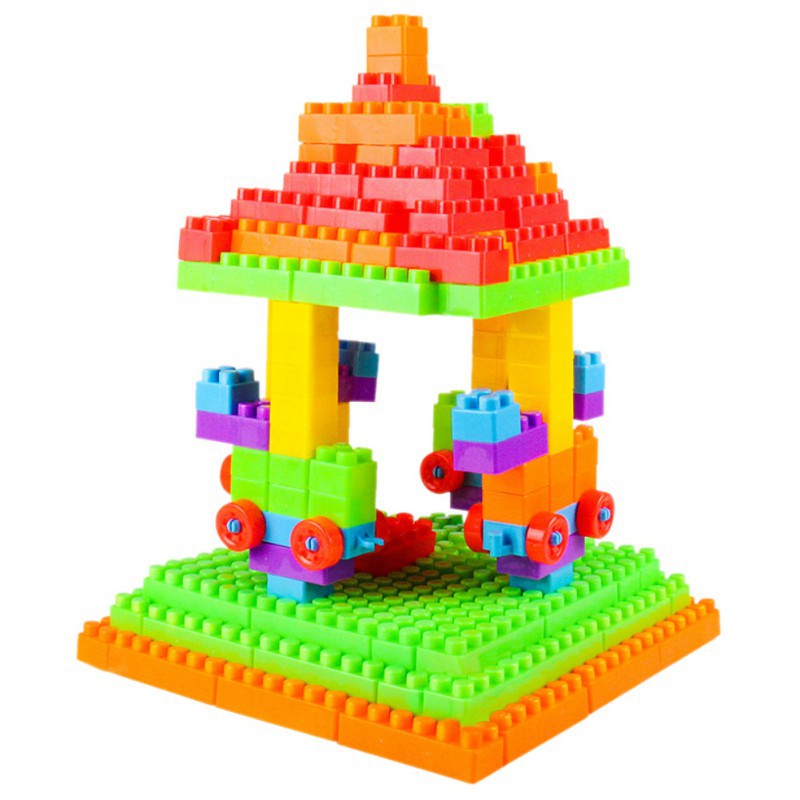 Bloco De Montar 120 Peças Educativo Tipo Lego Avião Trenzinho Carrinho Casinha Pecinhas