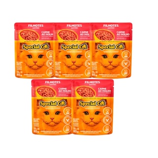 Kit 5 Rações Special Cat Sachê Gatos Filhotes Carne - 85g
