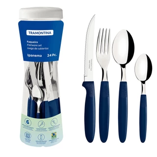 Faqueiro Tramontina Ipanema Inox Azul 24 Peças Serve até 6 Pessoas