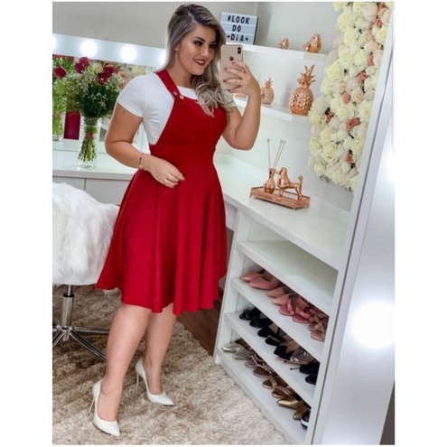 Vestido best sale jardineira midi