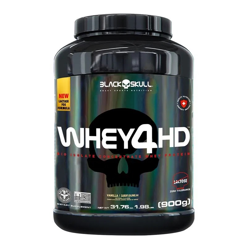 Whey Protein Zero Lactose Whey 4hd 900g Black Skull