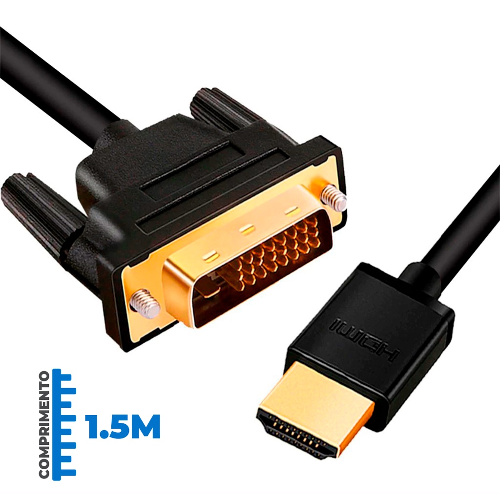 Cabo Adaptador Dvi Para Hdmi Bidirecional 24+1 Full Hd 1080p