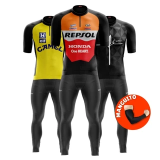 Conjunto de Ciclismo Masculino Camisa e Calça Gel Way + Manguito