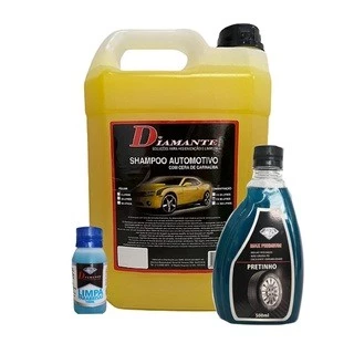 Shampoo com cera 5L +Pretinho 500ml +Limpa para-brisa 100ml