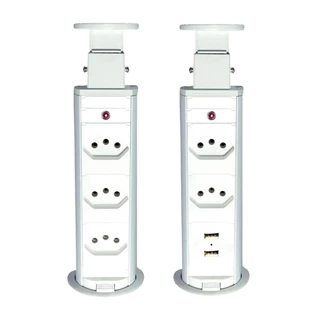Kit Torre Tomada Multiplug 2 Tomadas 2 USB e Torre Tomada 3 Tomadas Bivolt
