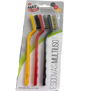 Escovas Multiuso Cerdas De Aço Nylon Kit com 3 CLINK