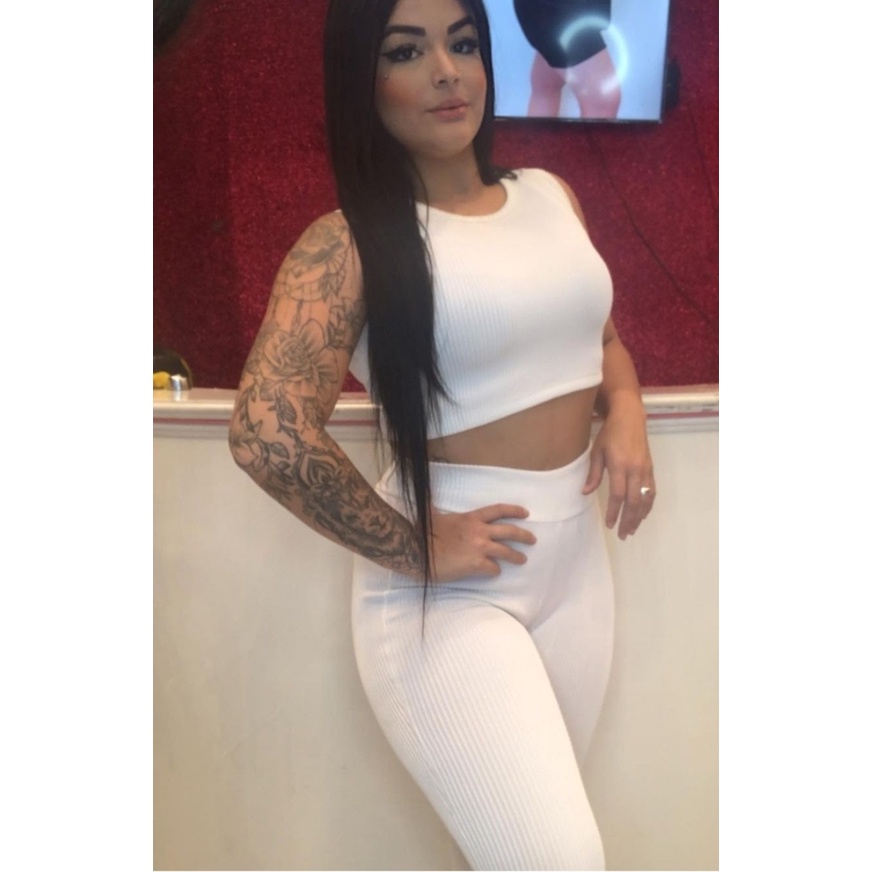 Conjunto Canelado 19 cm Top e Calça