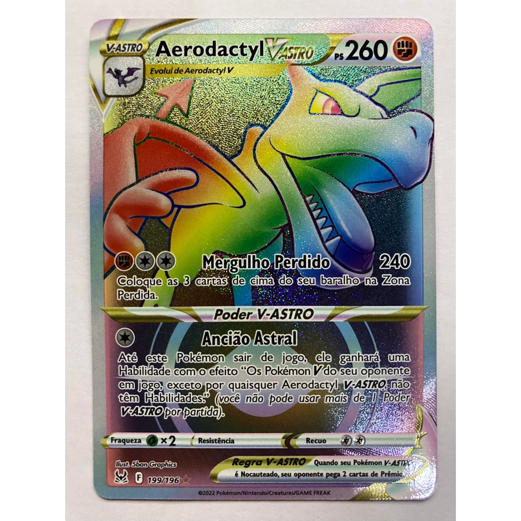 Cartão Pokémon Aerodactyl v Astro Rainbow em segunda mão durante