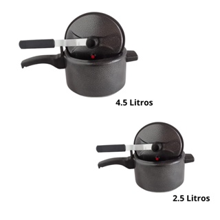 Kit Jogo Panela de Pressão Craqueada Preta 2.5l e 4.5l