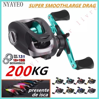 Carretel De Pesca Metálico NYAYEO Esquerda/Direita Com Sistema De Freio Duplo 7.2 : 1 Fundição De Rolamento De Alta Velocidade 18lb 8 Cores