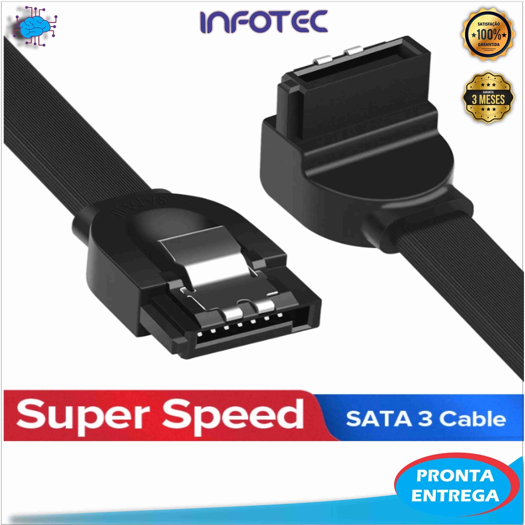 CABO SATA III 3.0 ANGULO 90 GRAUS PARA HD SSD DISCO RIGIDO