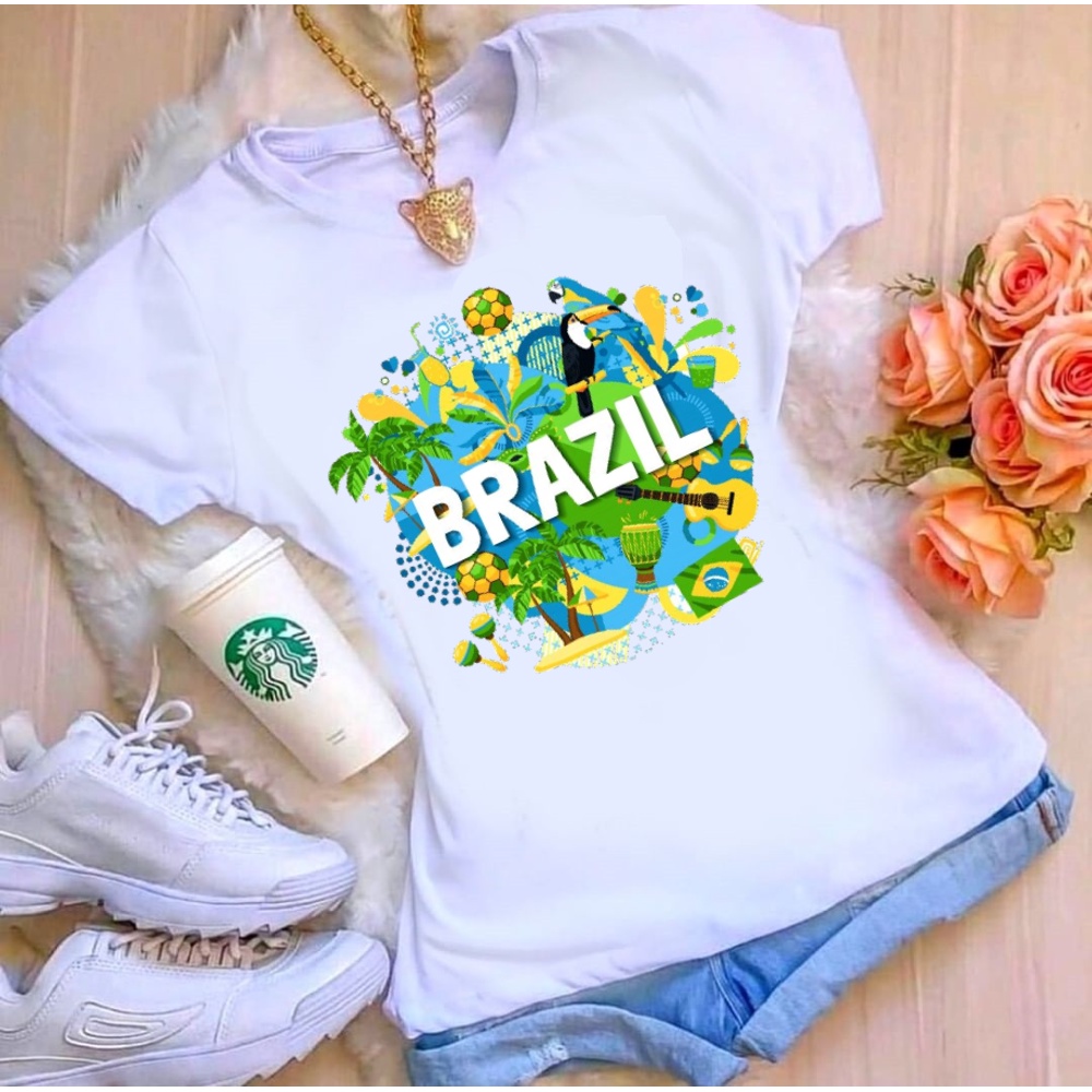 t shirt feminina blusinha atacado moda copa do mundo brasil