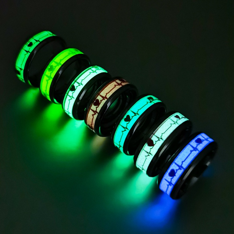 Anel Luminoso De Aço Inoxidável Ecg Titanium Couple Cincin Lelaki Para Homens