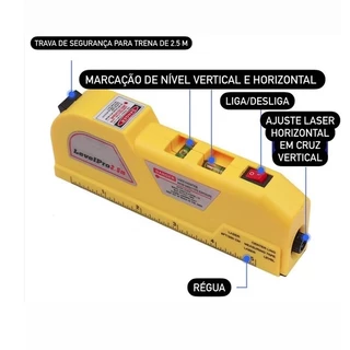 Régua de nível a laser com trena 2.5 metros 4 em 1 Laser LevelPro3 Diversos Modelos