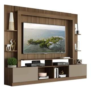 Estante com Suporte para TV até 65" Multimóveis Oslo FG3386 Madeirada/Lacca Fumê