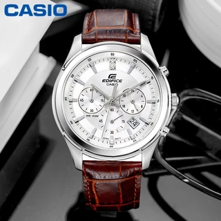 【 Free Relógio Box 】Edifice Men Business Fashion Sport Watch EFR517L 100M Relógios De Pulso Masculinos De Quartzo Em Couro Resistente À Choque