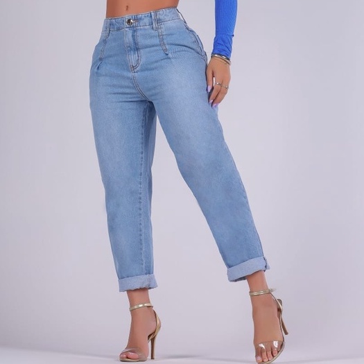 Calça jeans mom plus size - R$ 129.90, cor Azul claro (com lycra) #149364,  compre agora