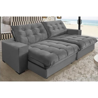 Sofá Califórnia Molas Ensacadas e Pillow Top 3,10m Cinza
