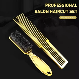 kit De Ferramentas De Corte De Barbeiro Escova De Cabelo Pente De Dourada E Escova Conjunto De Para Homens Cabeleireiro