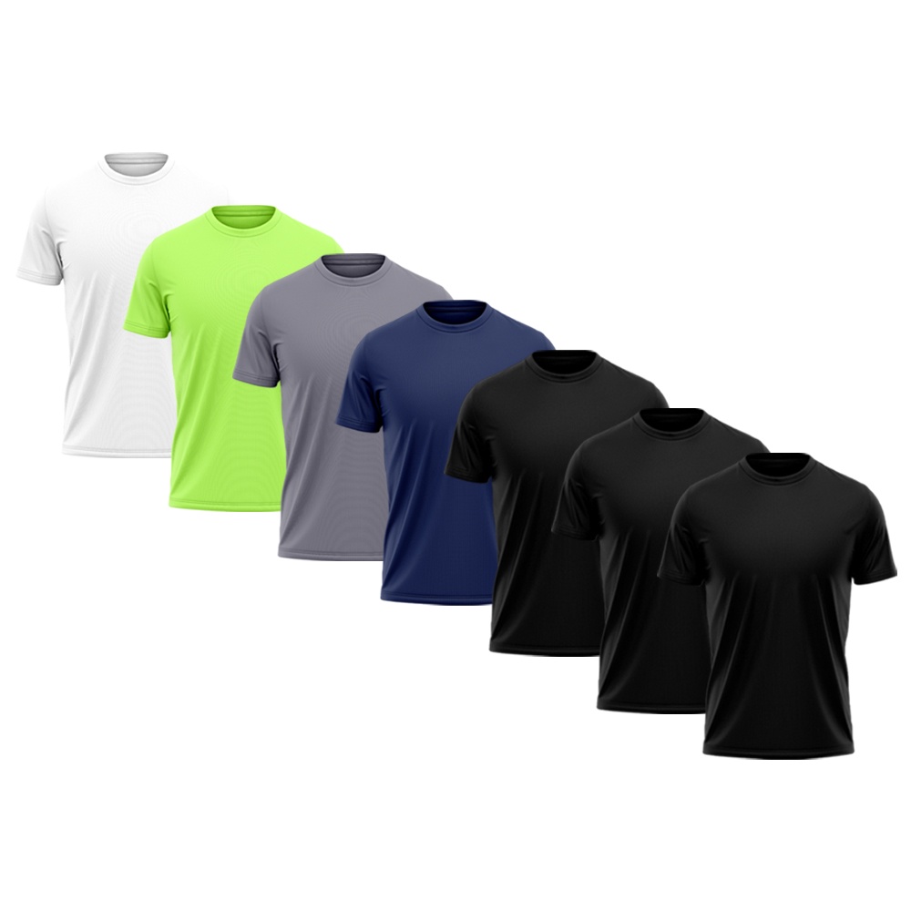 Kit 7 Camisetas Masculina Dry Fit Proteção Solar UV Térmica