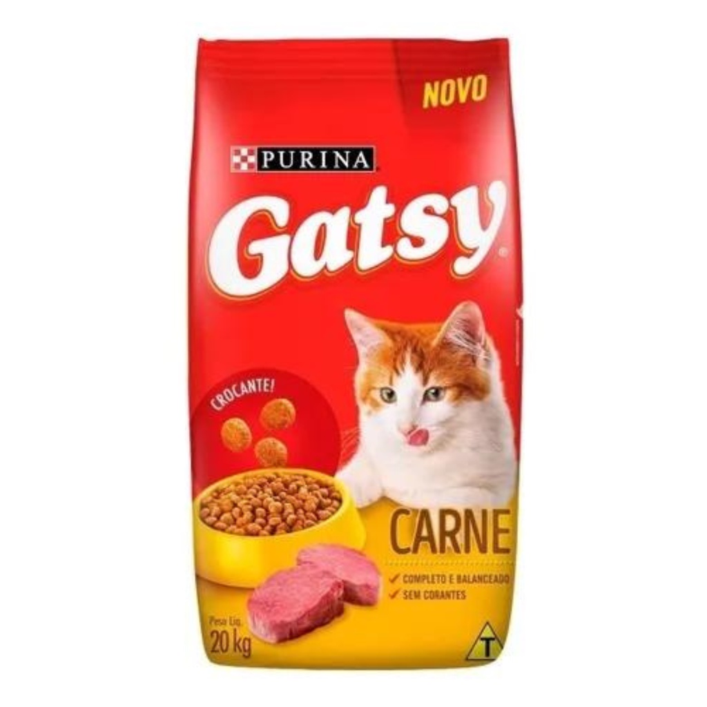 Ração Gatsy Para Gatos Adultos Sabor Carne 20kg | Shopee Brasil