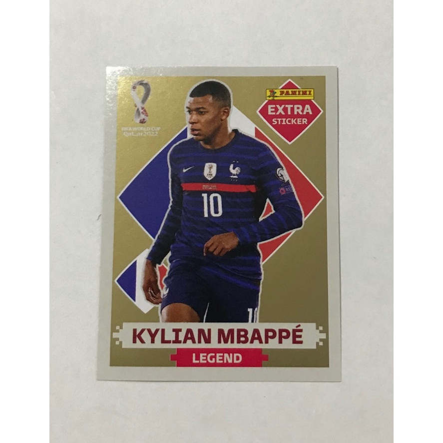 Figurinha Extra do Kylian Mbappé Ouro Legend da Copa do Mundo do Qatar 2022  - Item de Coleção Original Panini