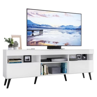 Rack Retrô para TV até 65" Multimóveis Paris FG3327 com 2 Portas Branco/Preto